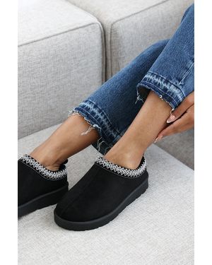 Where's That From Wheres 'Reina' Cosy Faux-Suede Fur Lining Slipper - Grey