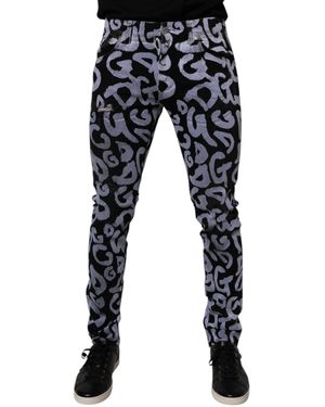 Dolce & Gabbana Skinny Graffiti Print Jeans - Black