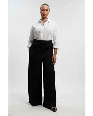 Karen Millen Plus Size Ponte Wide Leg Trouser - White