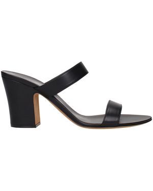 The Row Leren Sandalen Met Twee Bandjes En Blokhak - Zwart