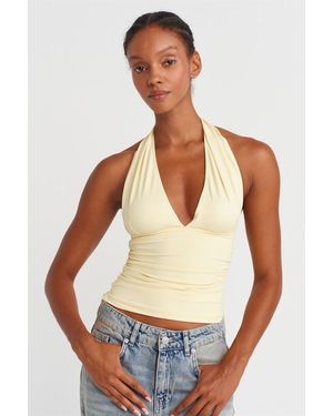 Dilvin Slim-Fit Halterneck Blouse - Wit