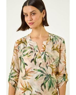 Roman Leaf Wrap Hem Tunic Top - Green