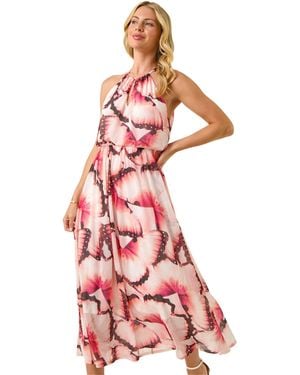 Roman Petite Butterfly Halterneck Dress - Red