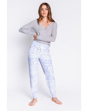 Pj Salvage Snowflake Cuffed Pant - Blue