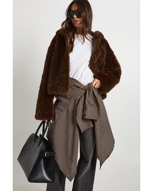 Boohoo Hooded Teddy Jacket - Brown