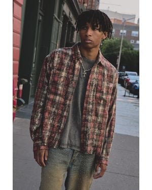 BoohooMAN Oversized Boxy Acid Wash Embellished Shirt - Black