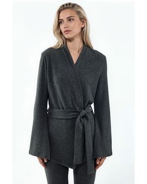Busem Belted Ribbed Knit Cardigan - Black