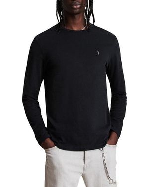 AllSaints T Shirts Long Sleeve Crew Neck Top - Black
