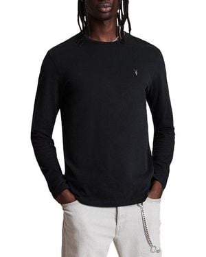 AllSaints T Shirts Long Sleeve Crew Neck Top - Black