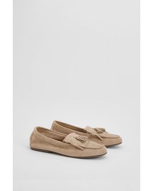 Faith Jemima Faux Suede Tassel Detail Loafers - Green