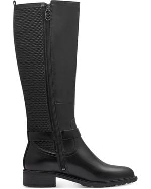 Tamaris Leather Knee High Riding Boots - Black