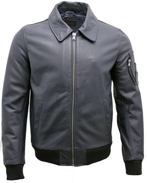 Infinity Leather Cowhide Airline A2 Us Airforce Bomber Jacket - Grey