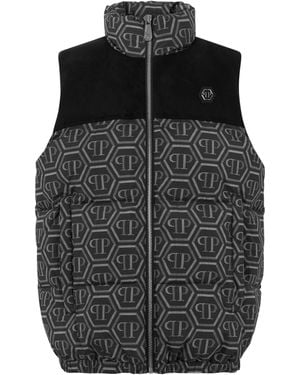 Philipp Plein Kort Gilet Monogram - Zwart