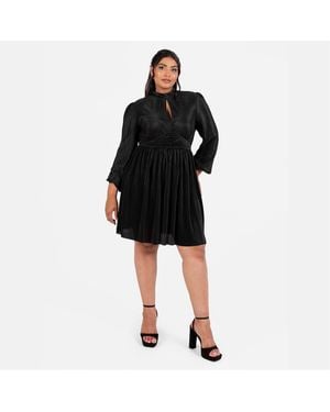 Lovedrobe Keyhole Neck Long Sleeve Mini Dress - Black
