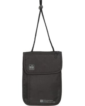 Mountain Warehouse Rfid Neck Pouch Slimline Travel Wallet Adjustable Strap Passport Holder - Black