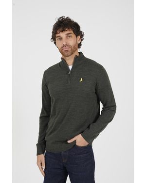 Brave Soul Funnel Neck Zip Jumper - Grey