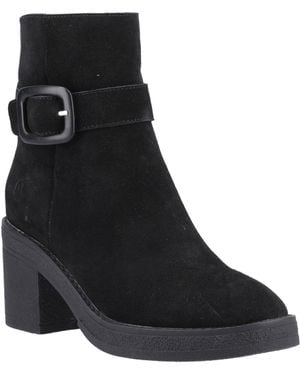Hush Puppies Fearne Suede Heeled Ankle Boots - Black