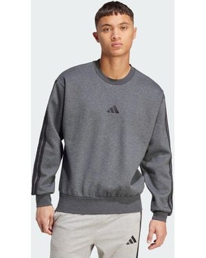adidas Essentials 3-Stripes Fleece Sweatshirt - Grey