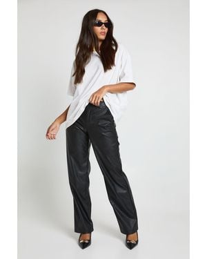 Boohoo Faux Leather Straight Leg Trouser - Black