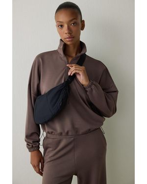 Penti Crop Half-Zip Sweatshirt - Brown