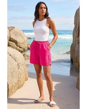 Roman Air Flow Lace Trim Shorts - Pink