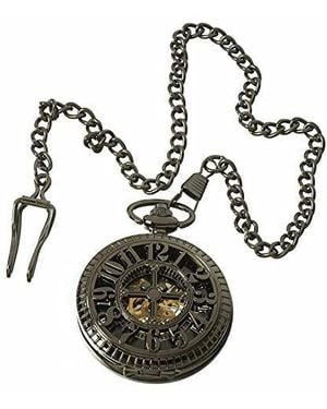 TruClothing Automatic Pocket Watch Mechanical Peaky Blinders Vintage Double Hunter - Black