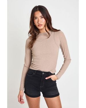 Boohoo High Waist Booty Lifting Denim Short - Blue