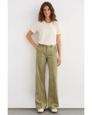 Hiccup Mid-Rise Wide-Leg Trousers With Pintuck Detail - Natural