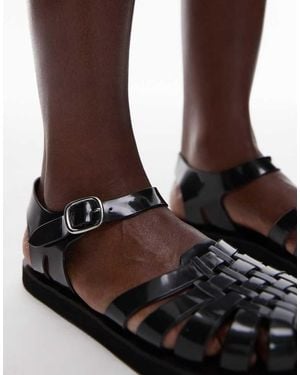 TOPSHOP Kelly Jelly Flat Sandal - Brown