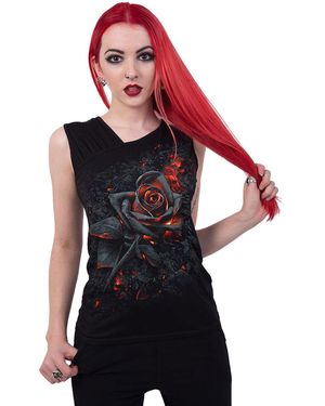 Spiral Ladies Burnt Rose Gathered Shoulder Vest Top