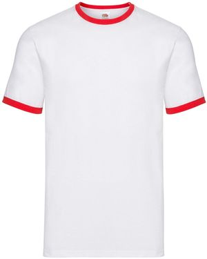 Fruit Of The Loom Adult Ringer T-Shirt Cotton - White