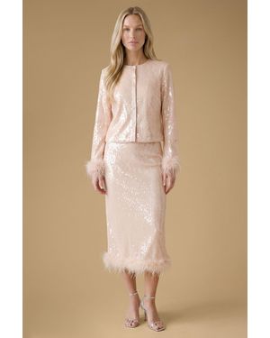 Oasis Hen Premium Sequin Feather Cuff Top - Natural