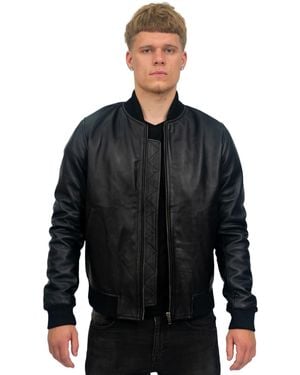 Infinity Leather Retro Varsity Bomber Jacket-Pretoria - Black
