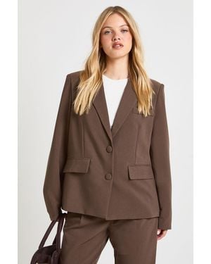 Boohoo Petite Essential Relaxed Blazer - Brown