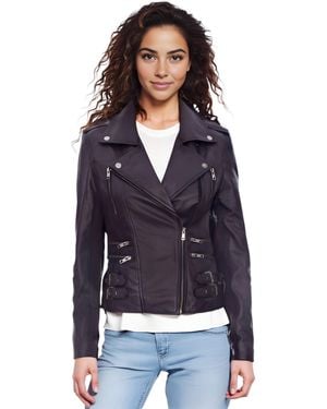 Infinity Leather Brando Biker Jacket-Constantia Lamb Leather - Blue