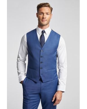 Ted Baker Slim Fit Sharkskin Waistcoat - Blue