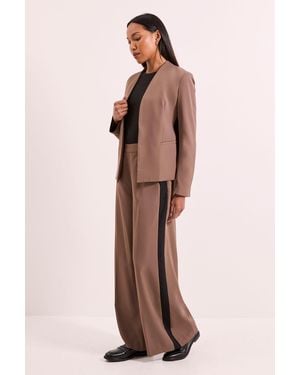 PRINCIPLES Wide Leg Side Stripe Trouser - Natural