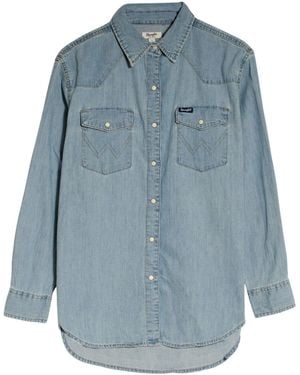 Wrangler Western Denim Shirt Rodeo Poster Back - Blue