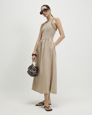 River Island Maxi Dress Sleeveless Round Neck Cotton - Natural