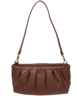Pure Luxuries 'Victoria' Dark Nappa Leather Grab Clutch Bag - Brown