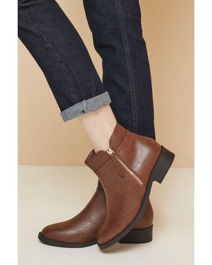 Good for the Sole Wide Fit Mira Material Mix Zip Low Heel Ankle Boots - Blue