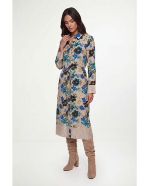 Wallis Floral Mix Print Shirt Dress - Blue