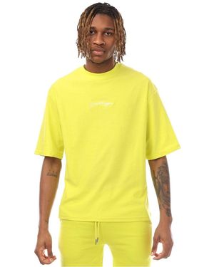 Hype Oversize Fit Signature Print T-Shirt - Yellow