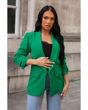 Femme Luxe Long Sleeve Pocket Blazer - Green