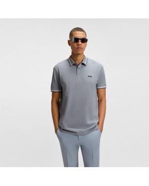 BOSS Hbg Paddy Polo Shirt With Contrast Tipping - Grey
