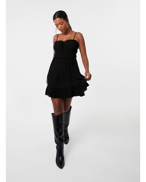 Pink Vanilla Ruched Cami Milkmaid Mini Dress - Black