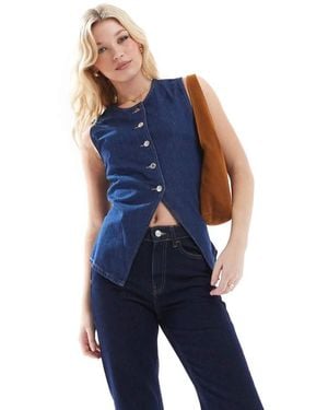 ASOS Denim Split Front Waistcoat - Blue