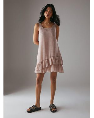 Warehouse Floral Chiffon Asymmetric Tier Mini Sundress - Grey