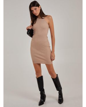 Pink Vanilla Rib Bodycon Mini Dress - Natural