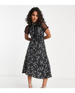 Liquorish Petite A Line Midi Dress - Black